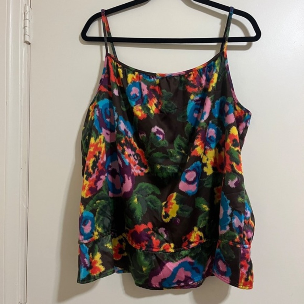 Old Navy Womens Cami Tank Top XXL Abstract Floral Swing Sleeveless Colorful Boho